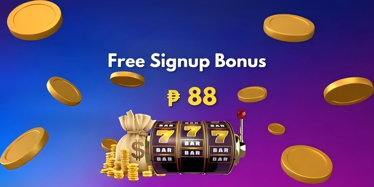 Wide promotional banner with ph55 slot artwork, coins and a welcome bundle headline